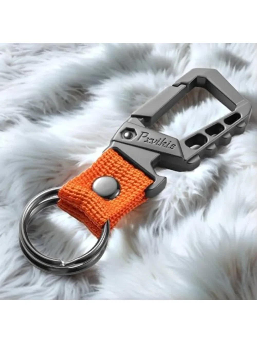 Heavy-Duty Metal Carabiner Keychain Clip & Bottle Opener with Lanyard Ring